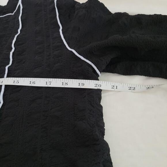 IC by Connie K Top Black Medium Textured Tunic Asymmetrical Boho Lagenlook - Picture 8 of 11